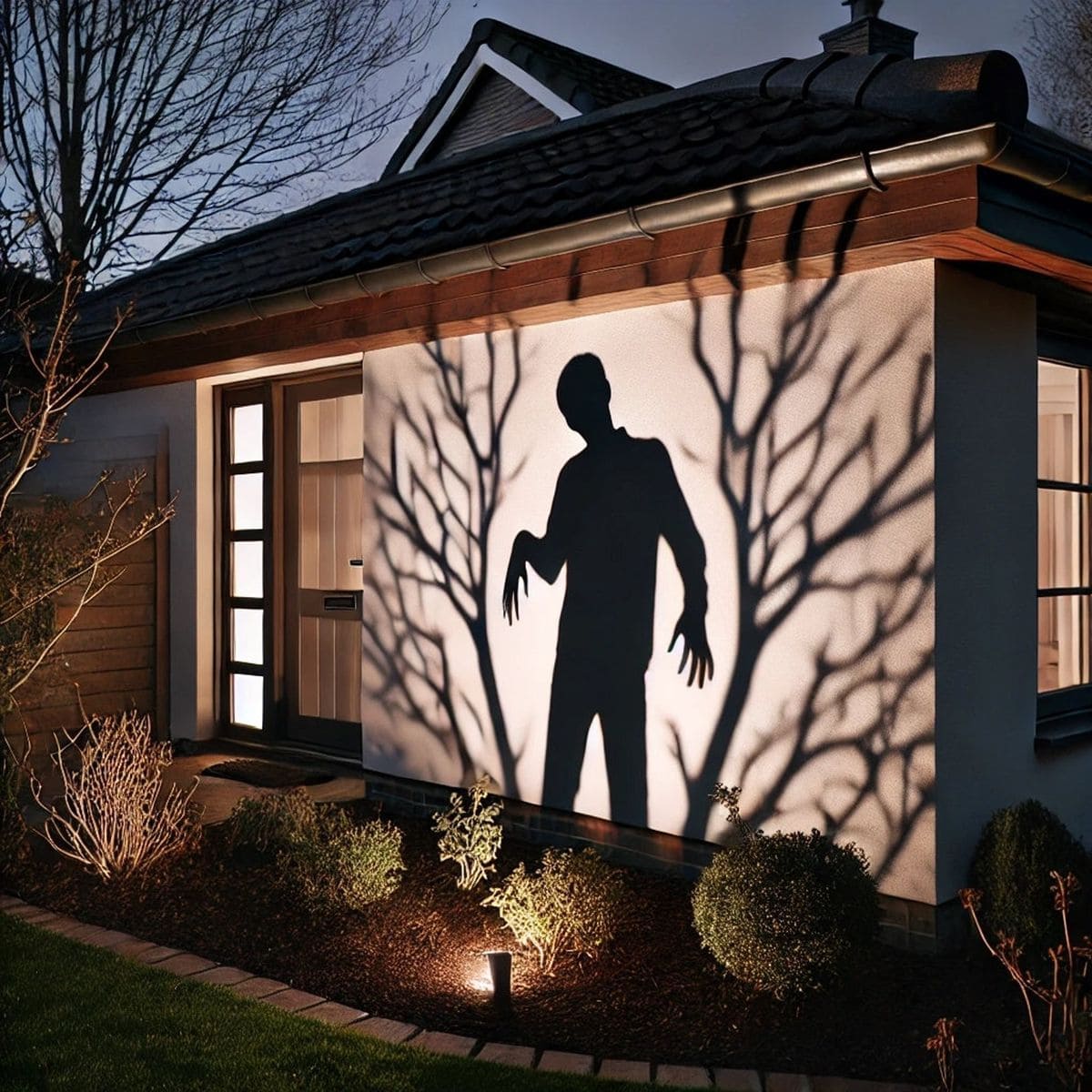 Zombie in the Trees Shadow Silhouette Outdoor Halloween