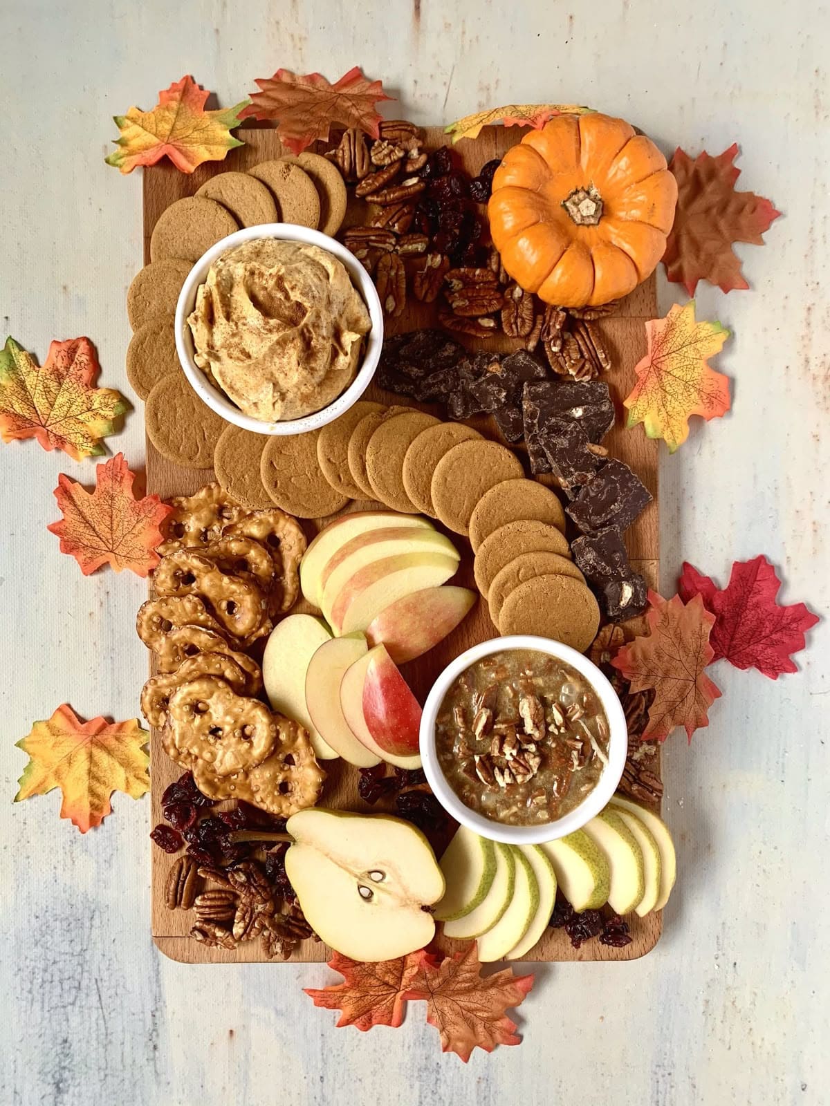 Autumn Dessert Board with Dips and Fruit
