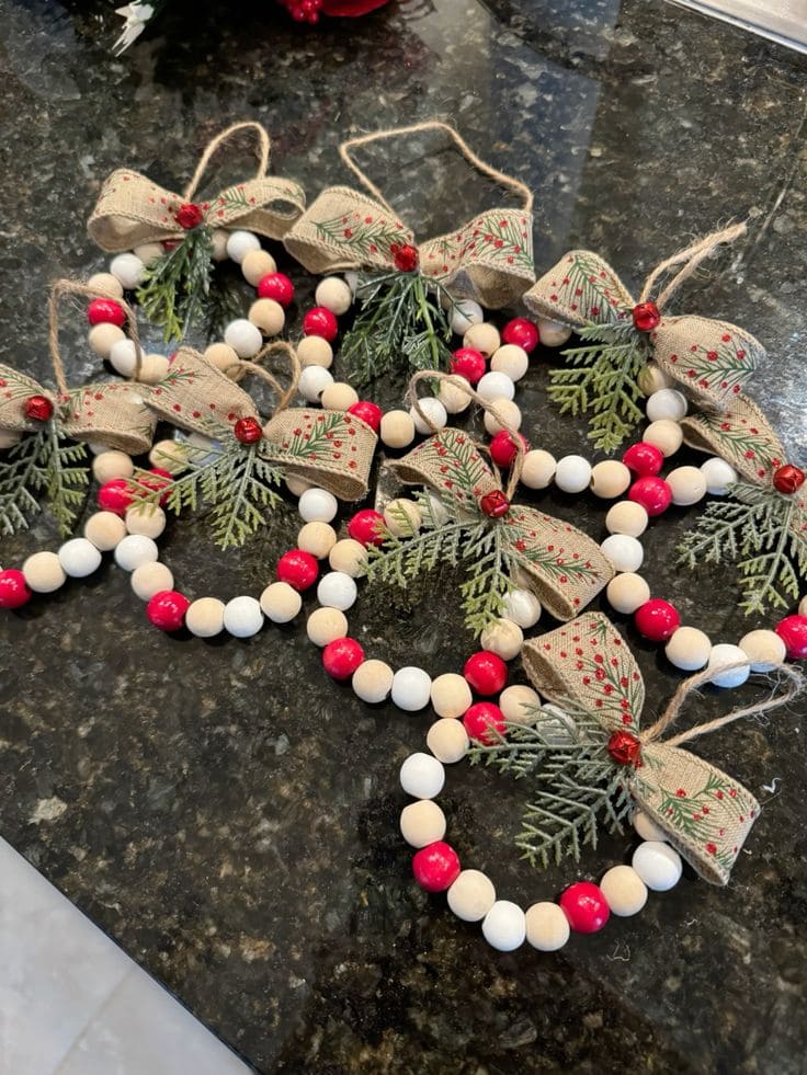 Beaded Christmas Wreath Ornament