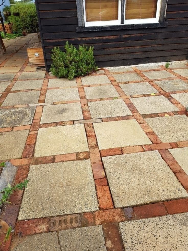 Brick-Framed Garden Patio Path