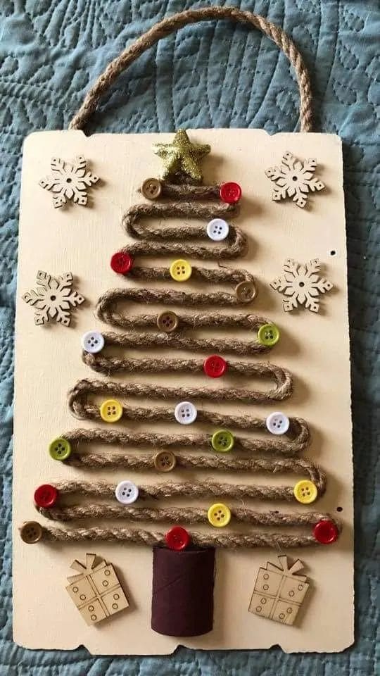 Button and Rope Christmas Tree Ornament