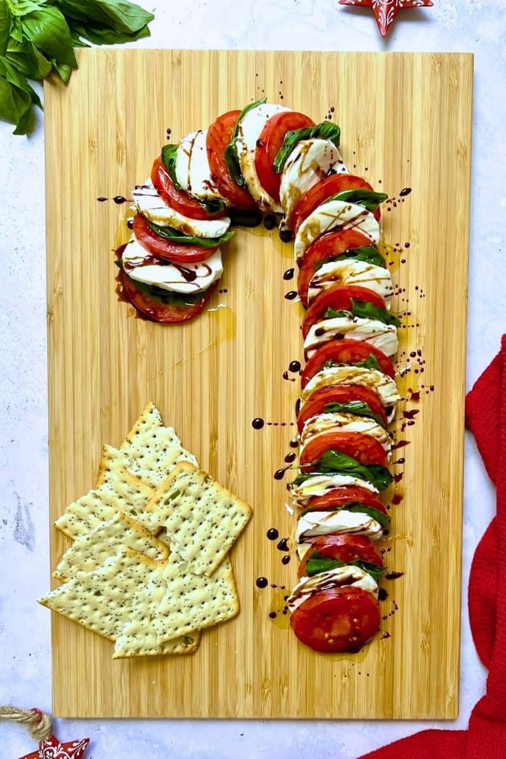 Candy Cane Caprese Charcuterie Board