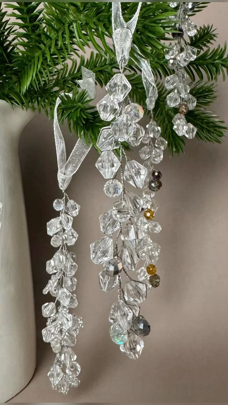 Cascading Crystal Cluster Ornaments
