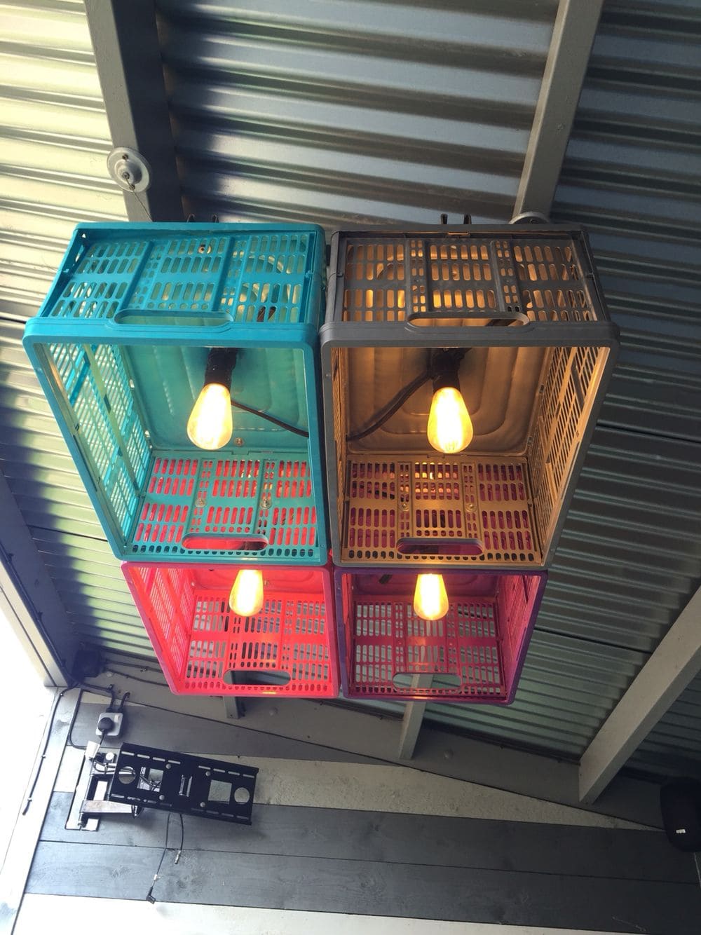 Colorful Milk Crate Ceiling Lights