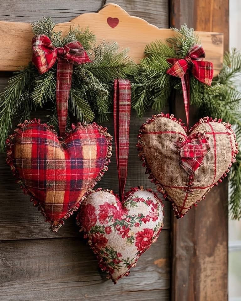 Cozy Fabric Heart Ornaments
