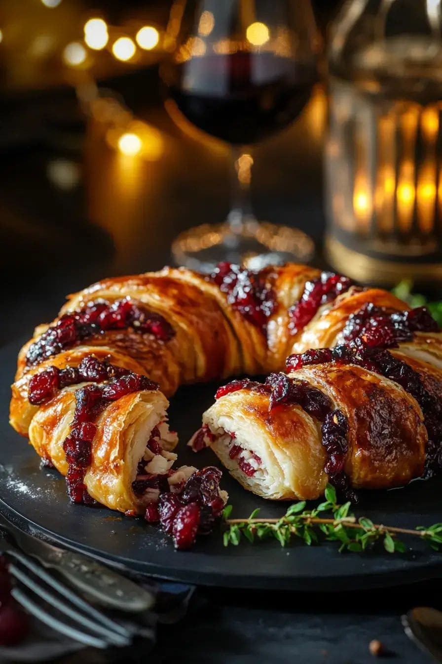 Cranberry and Brie Crescent Wreath