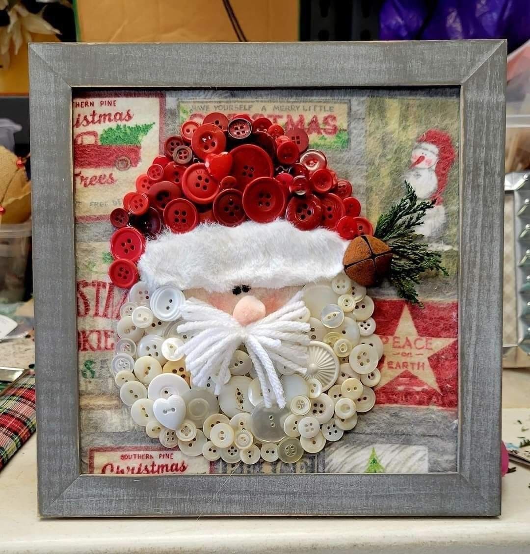 How to Make a Santa Wall Art Using Buttons