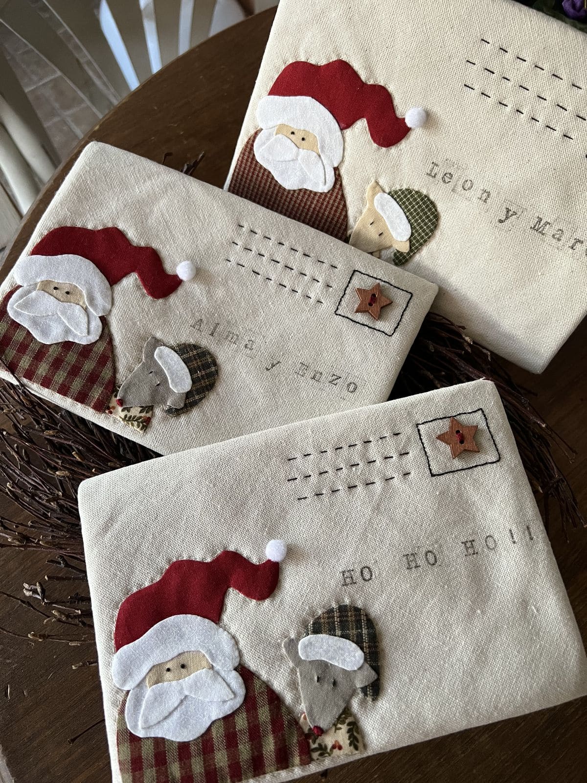 DIY Fabric Envelopes with Santa Appliqué