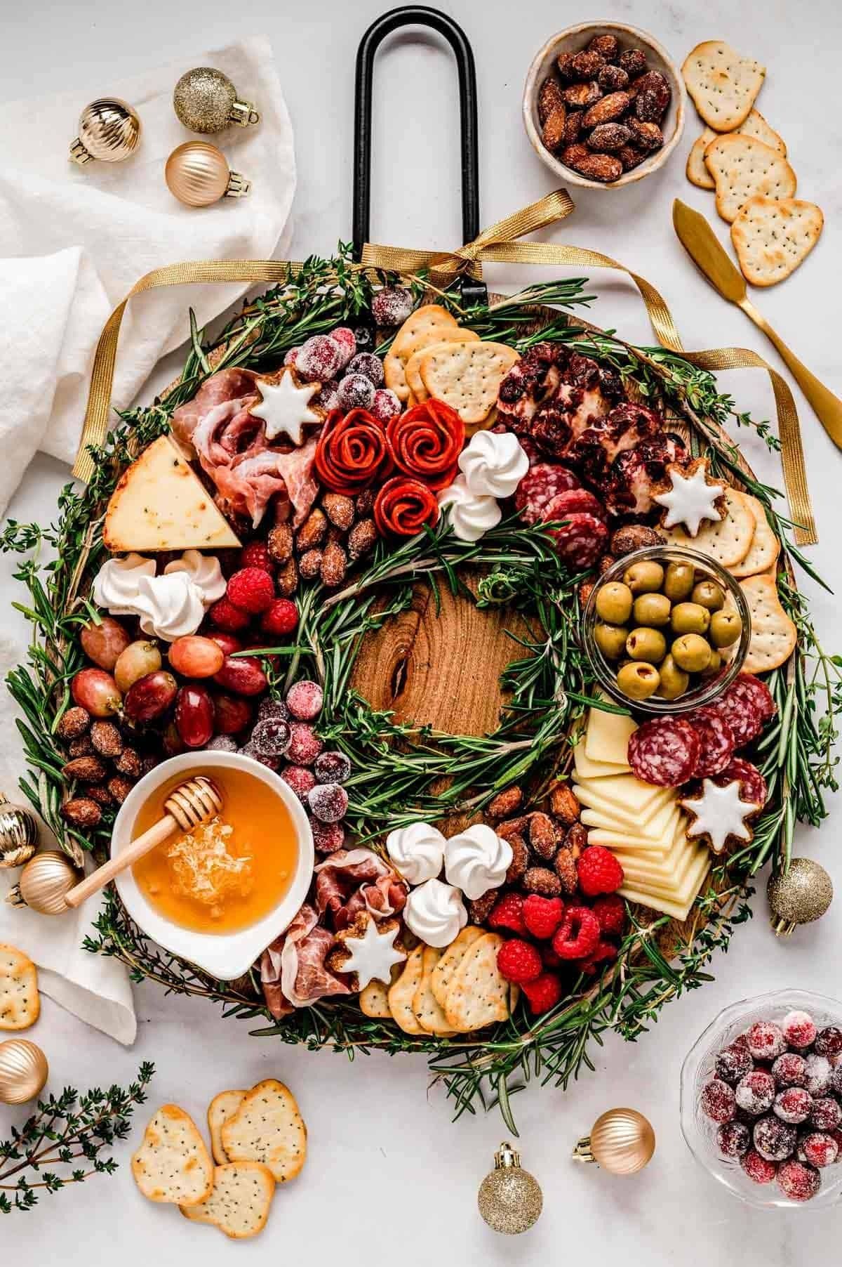 Festive Holiday Wreath Charcuterie Board