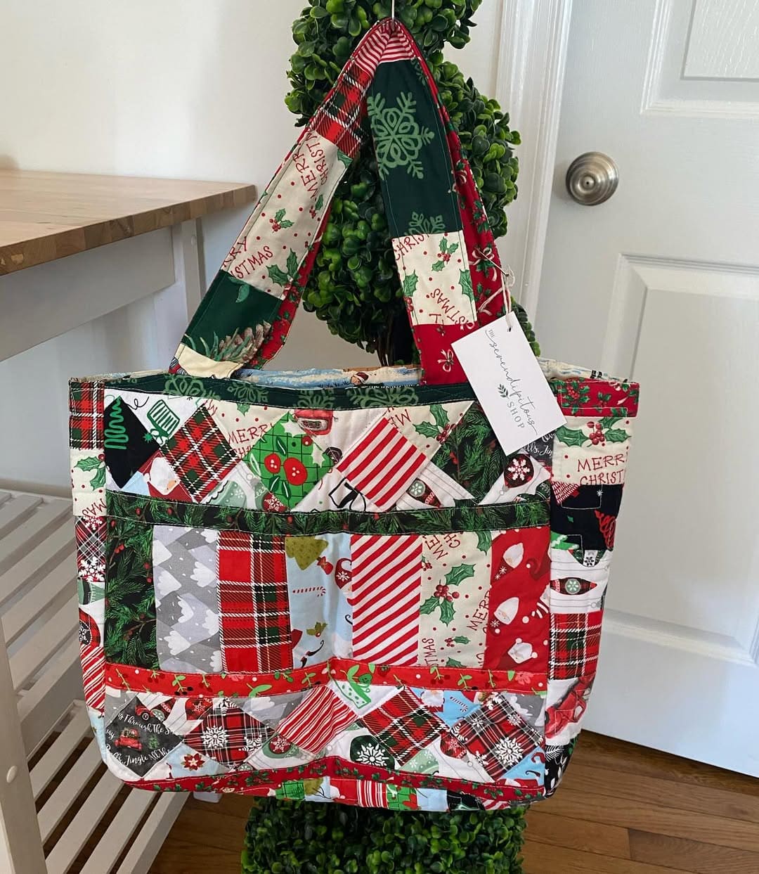 Festive Patchwork Tote Bag