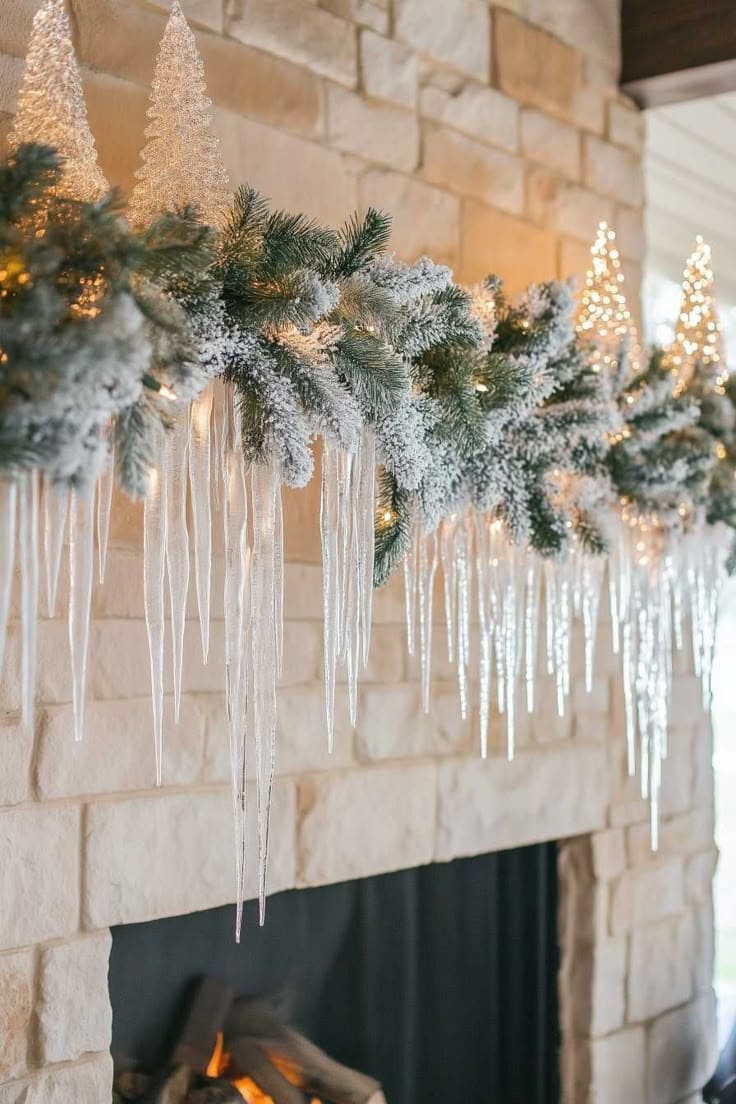 Frosted Crystal Mantel Garland
