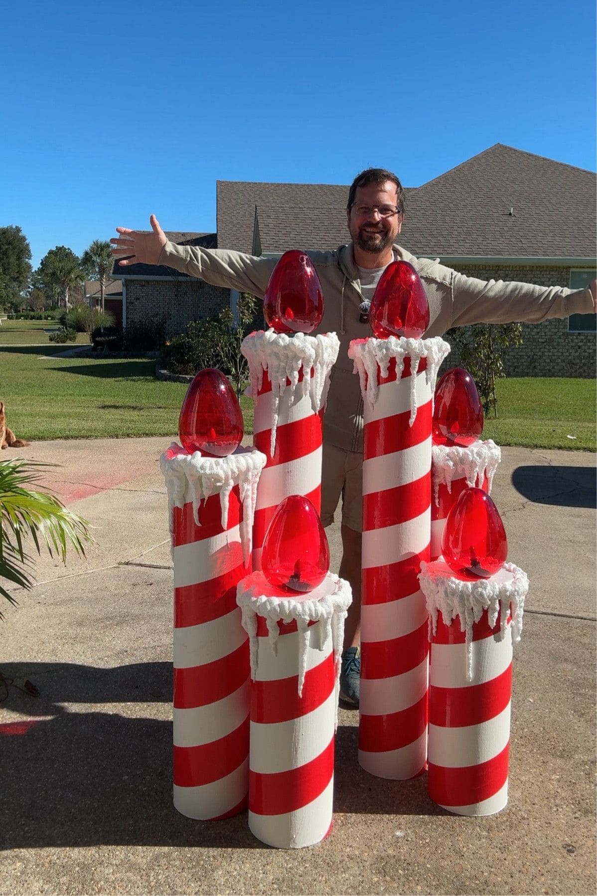 Giant Candy Cane Christmas Candles