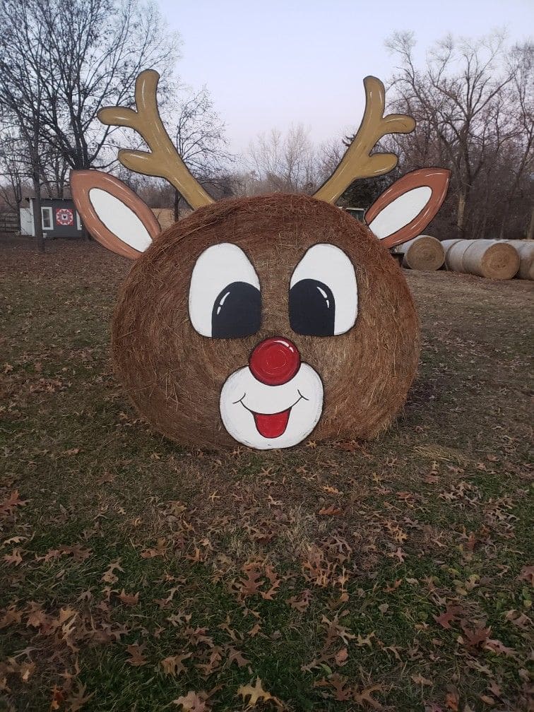 Giant Hay Bale Reindeer