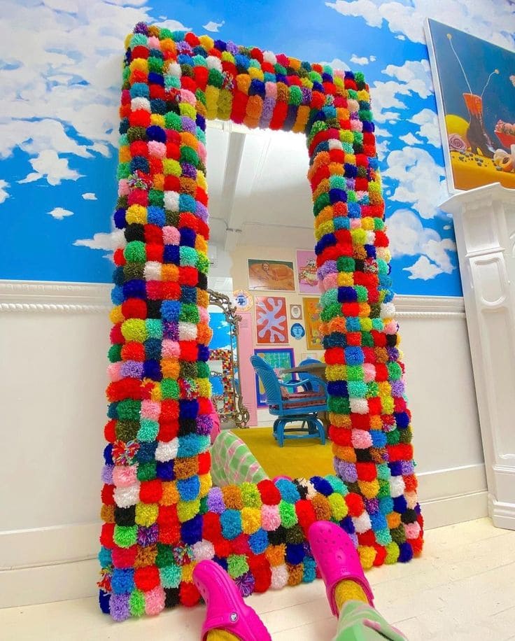 Giant Pom-Pom Mirror Frame