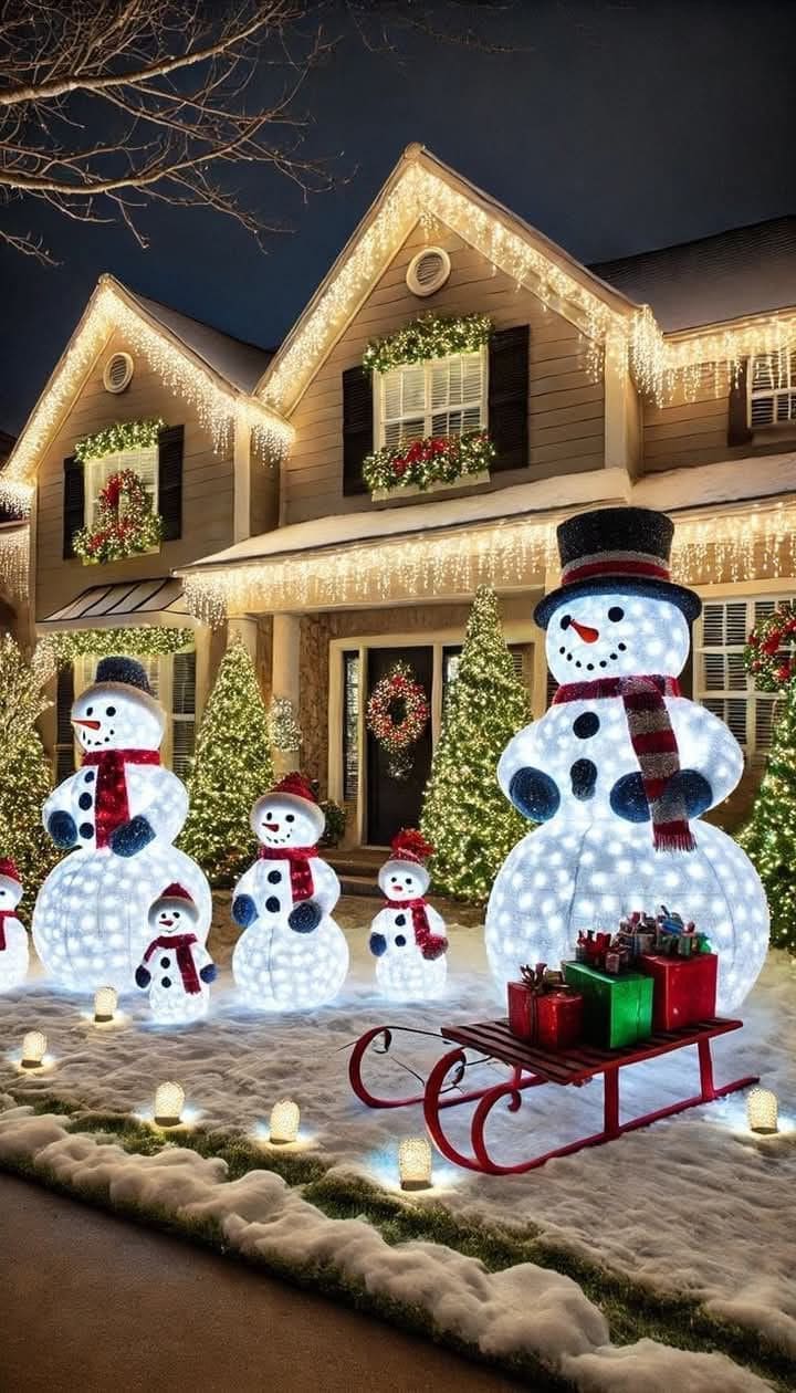 Glowing Snowman Family Display