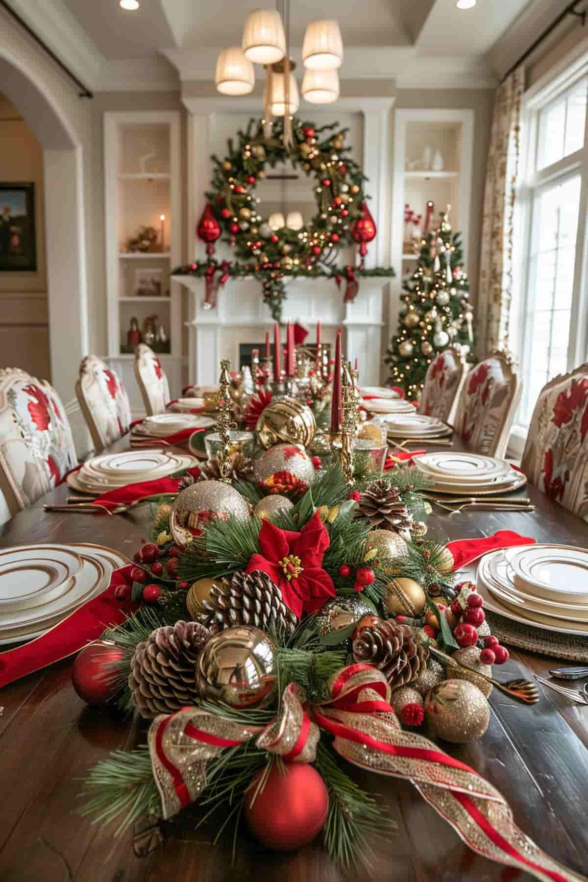 Grand Red and Gold Christmas Table