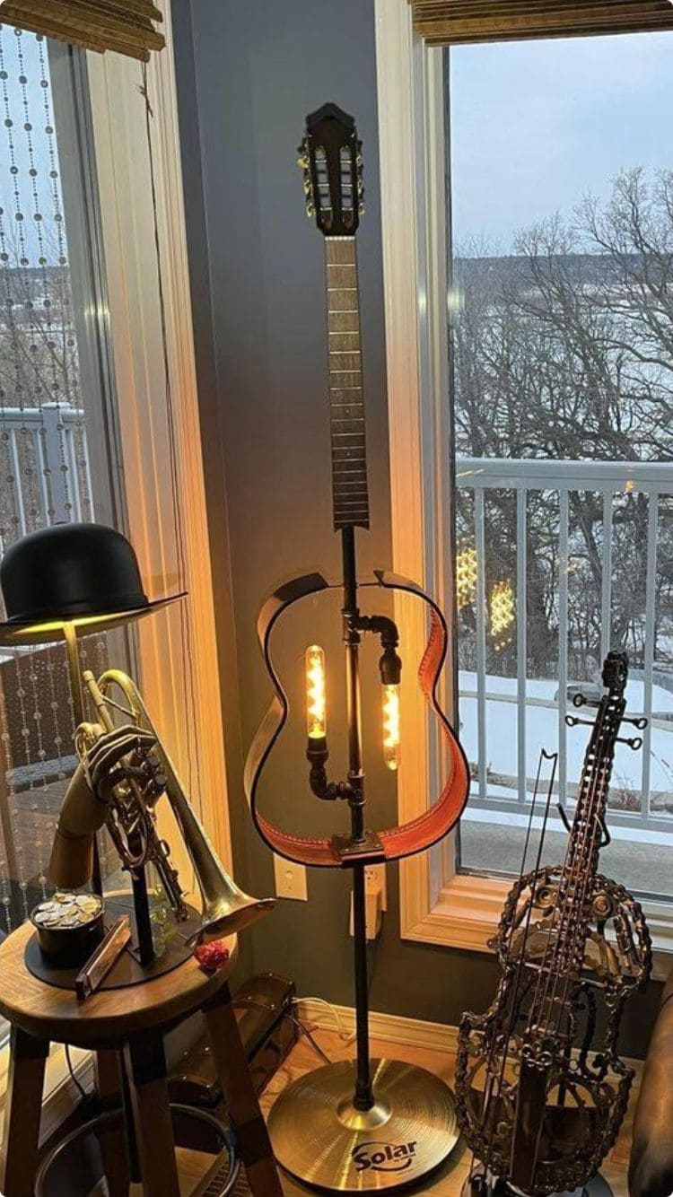Guitar Lamp with Industrial Glow