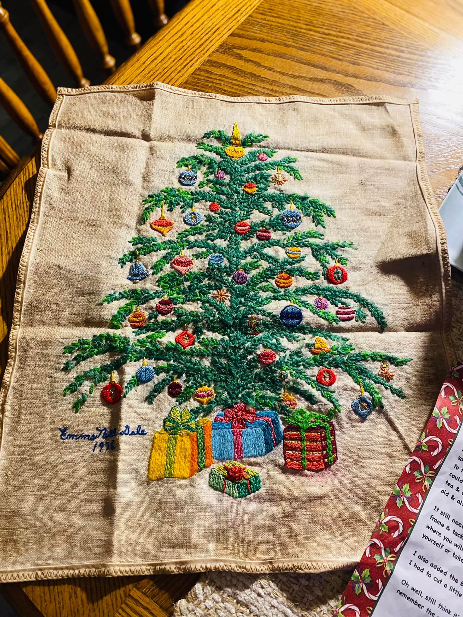 A Handmade Embroidered Christmas Tree Keepsake