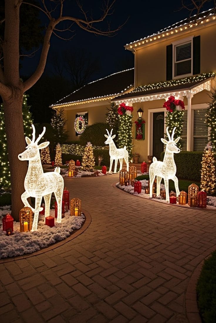 Illuminated Reindeer Pathway