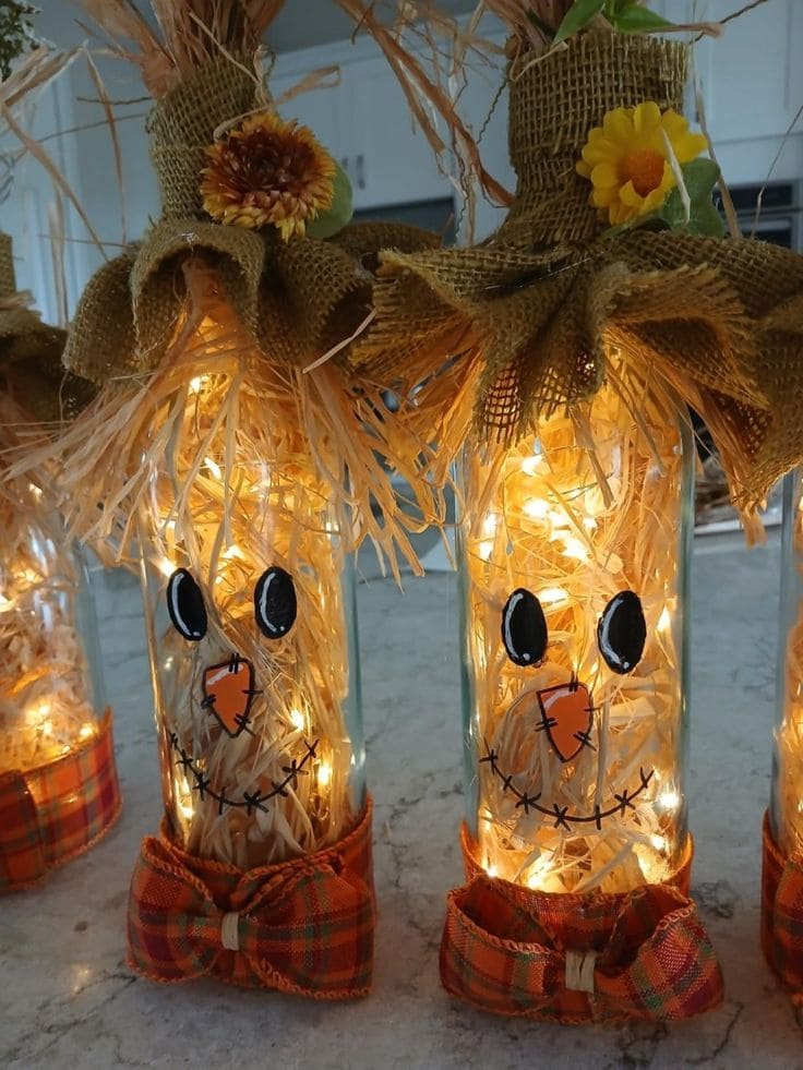 Light-Up Scarecrow Jars