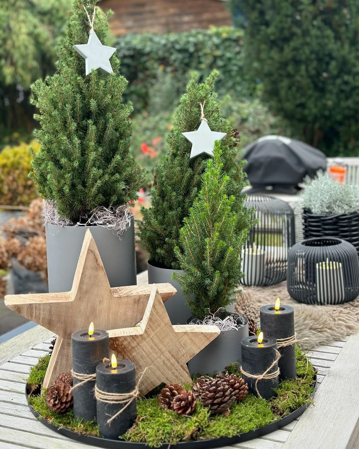 How to Style Mini Christmas Trees with Stars and Candles