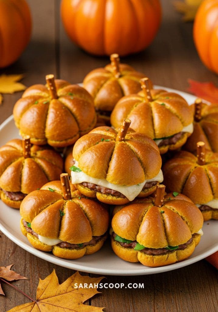 Mini Pumpkin-Shaped Slider Burgers