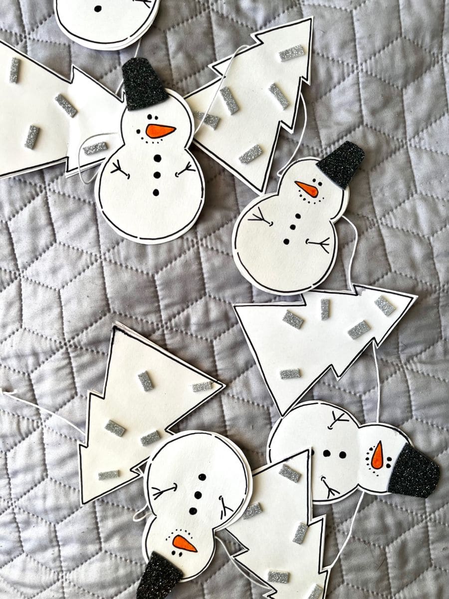 Paper Snowman and Tree Garland