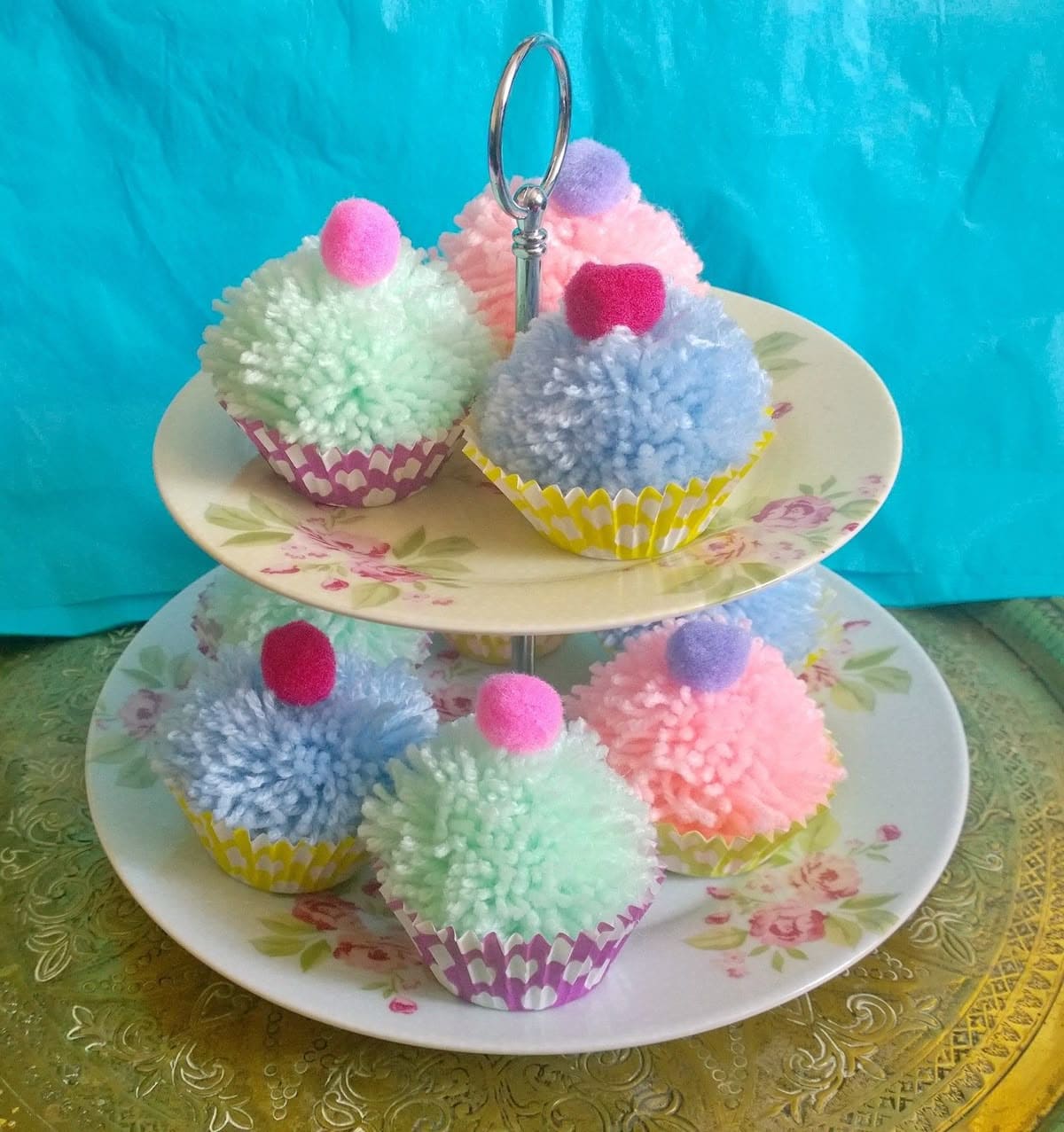 Pom-Pom Cupcake Decorations