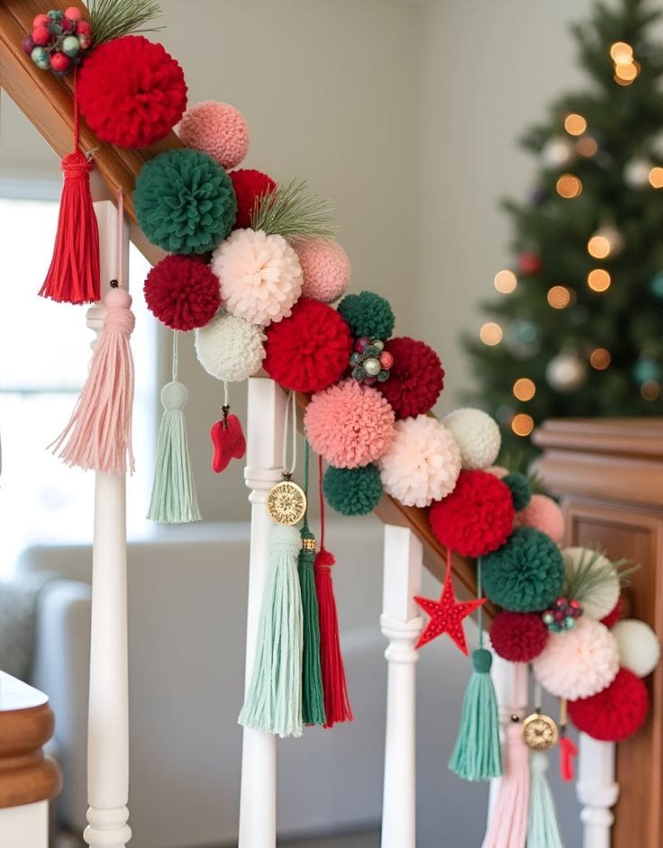 Pom-Pom and Tassel Christmas Garland