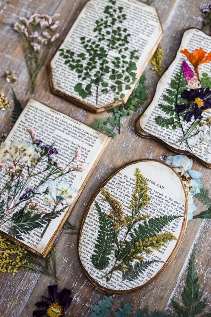 Pressed Botanicals on Book Pages