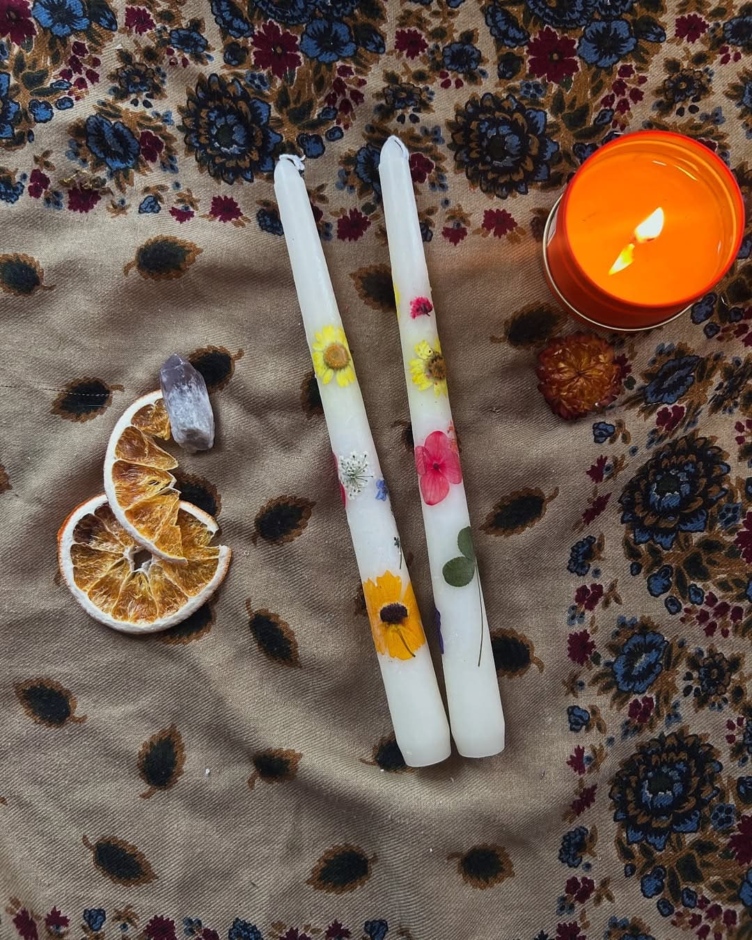 Pressed Flower Decorated Candles
