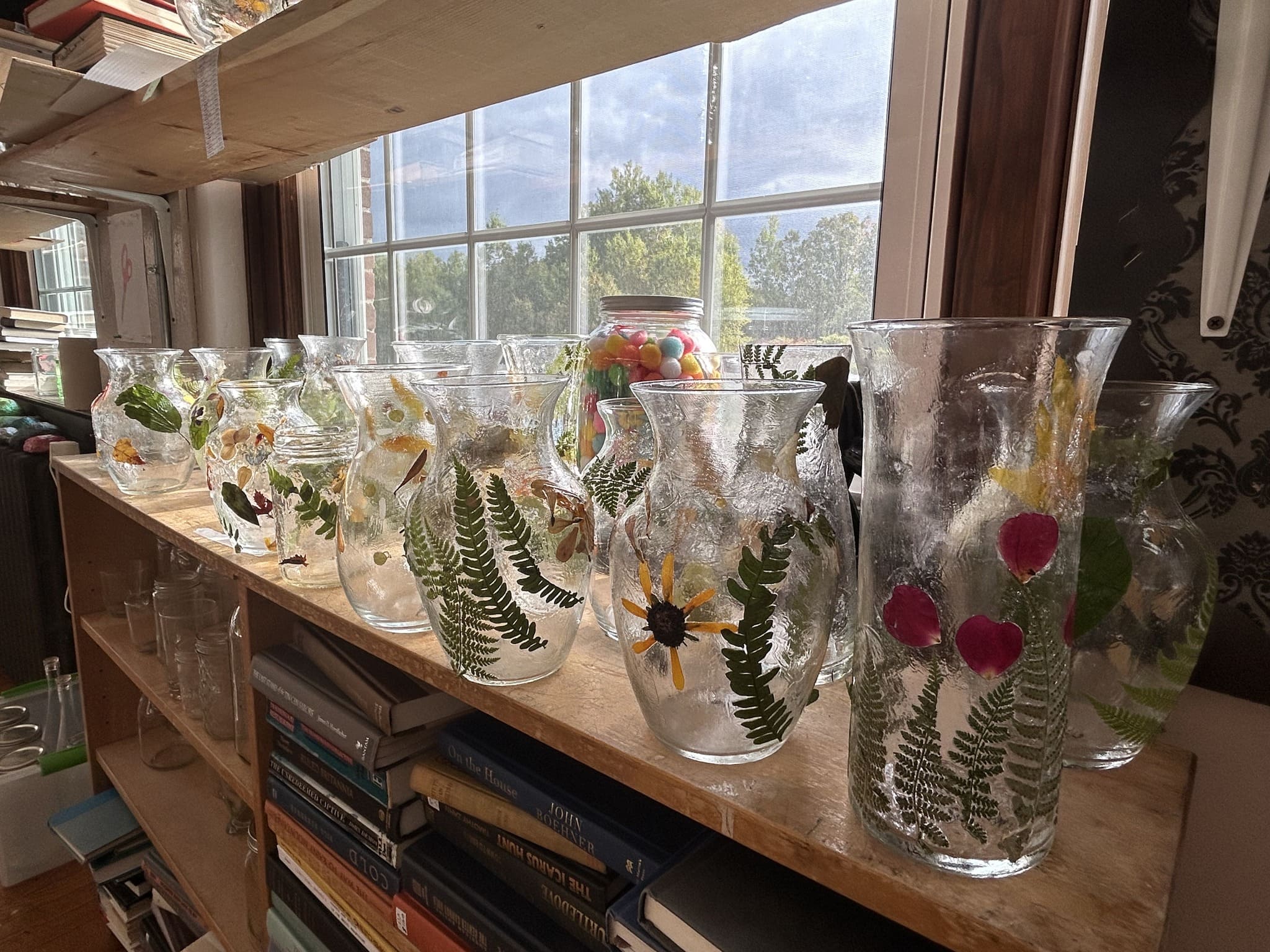 Pressed Flower Glass Vase