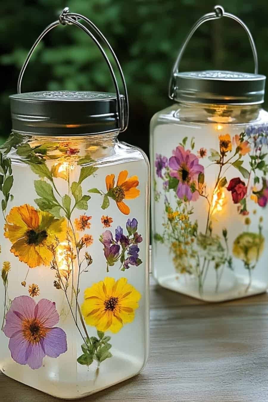 Pressed Flower Lantern Jars