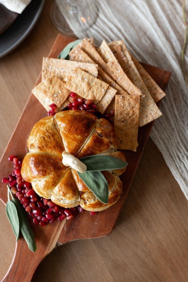 Pumpkin-Shaped Baked Brie Delight