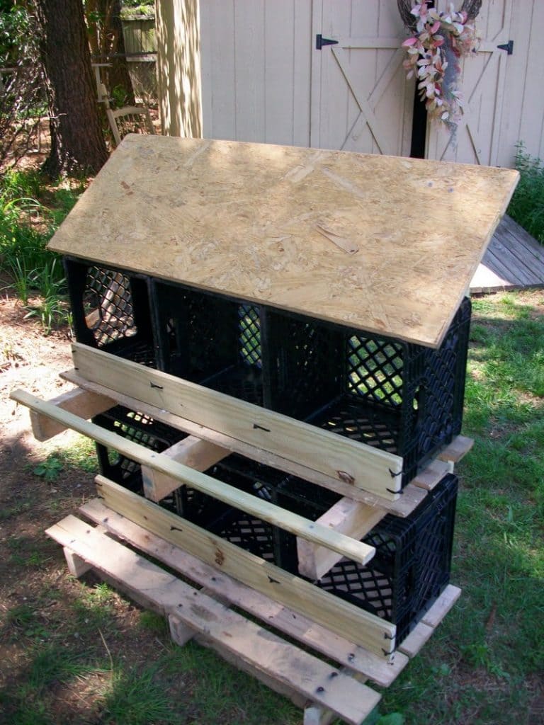 Repurposed Milk Crate Chicken Coop