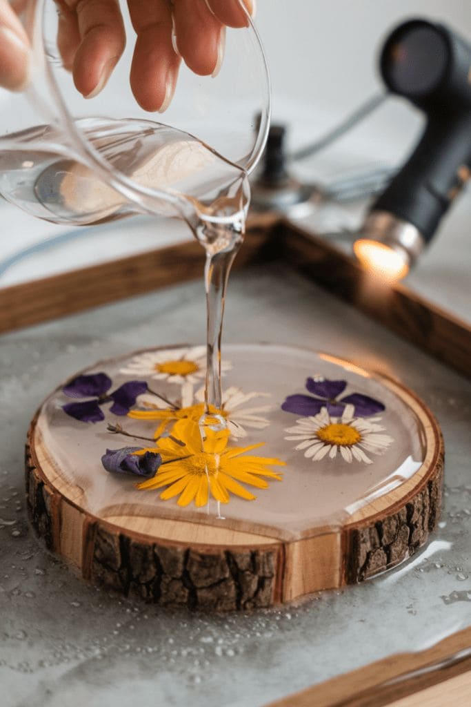 Resin Coaster with Pressed Flowers