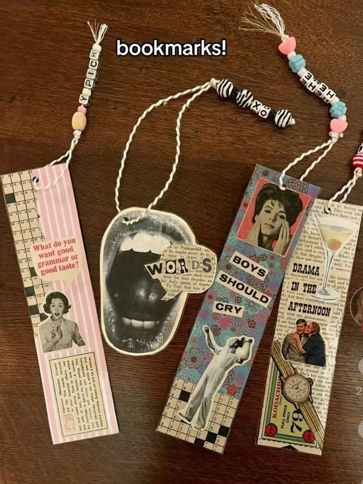 How to Make Collage Bookmarks with Vintage Personality