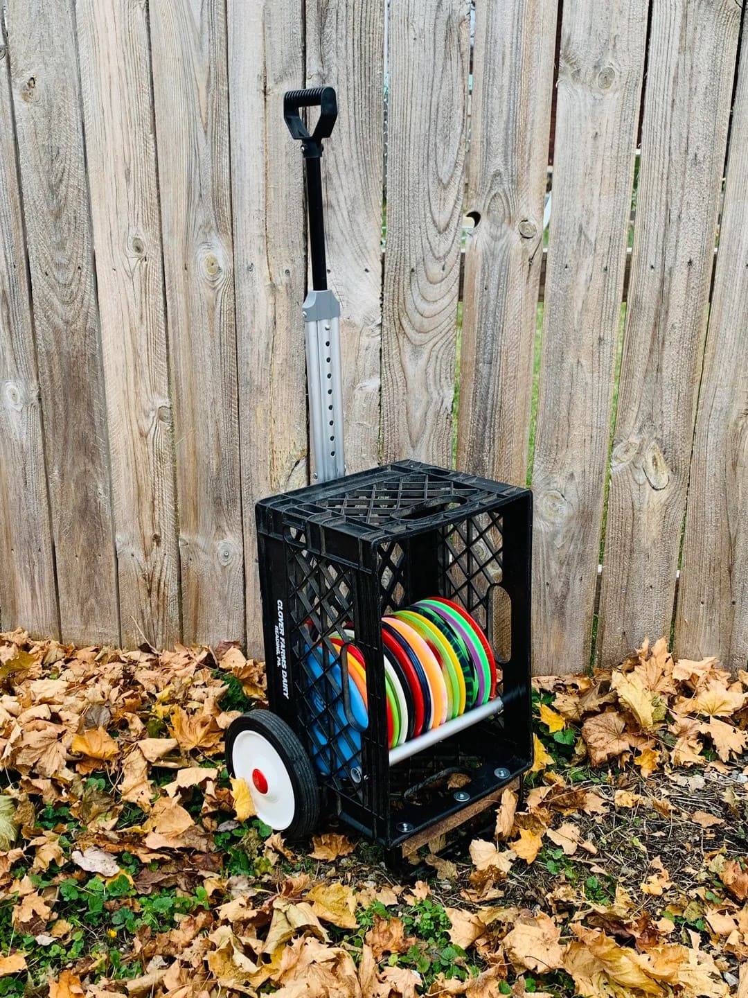 Rolling Milk Crate Disc Golf Caddy