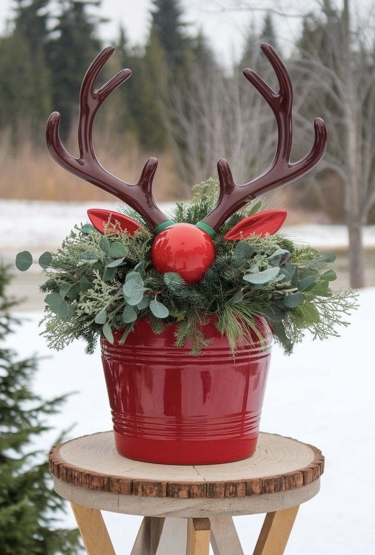 How to Make a Festive Reindeer Planter for Your Porch