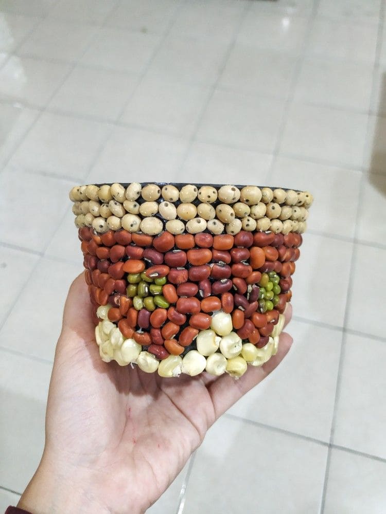Rustic Bean Mosaic Flowerpot
