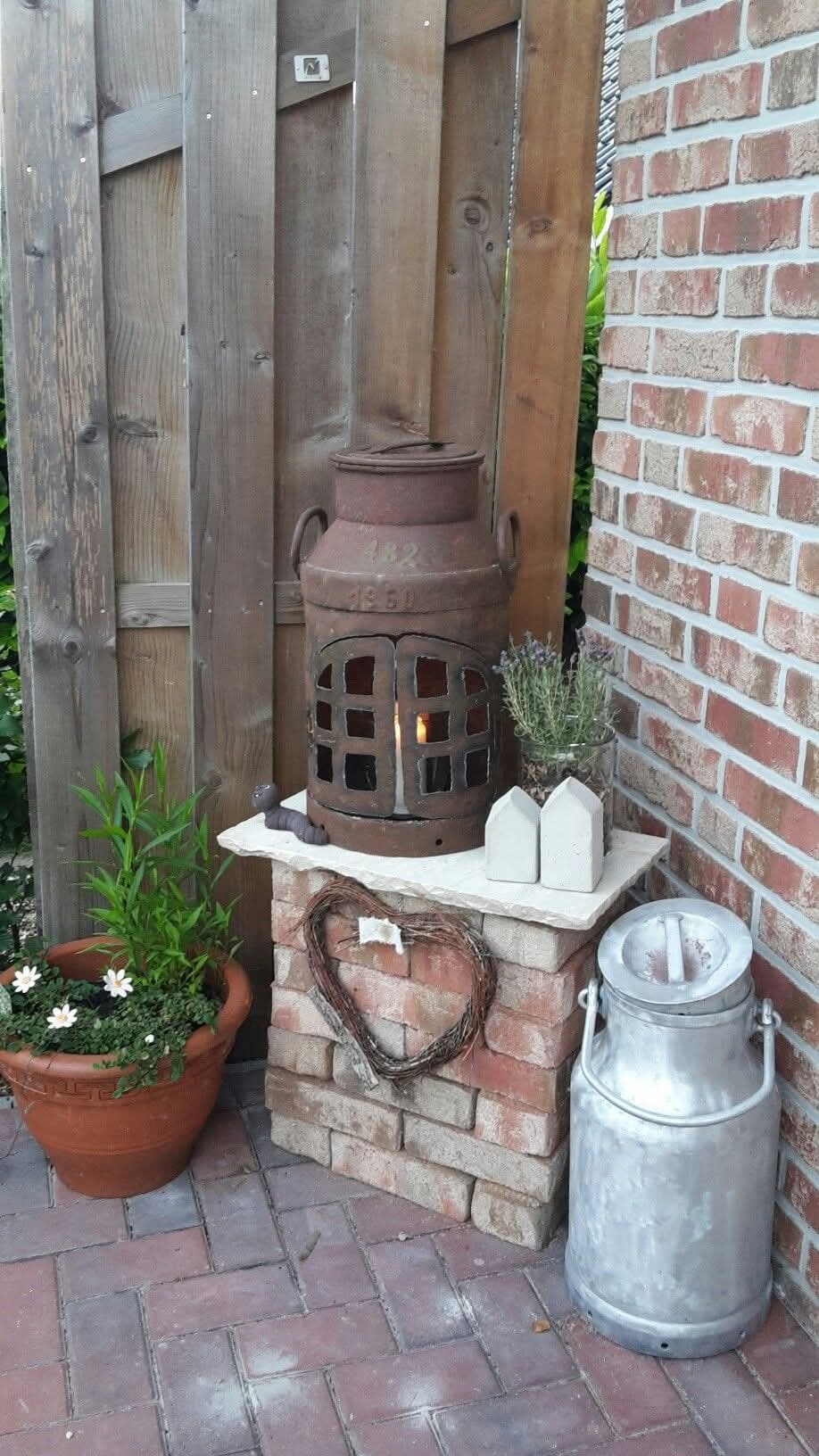 Rustic Brick Corner Display Stand