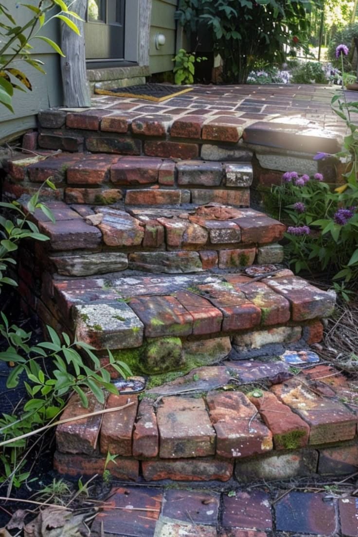 Rustic Brick Garden Steps