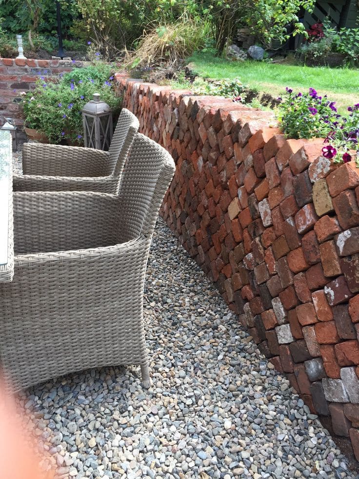 Rustic Brick Retaining Wall Seating Area