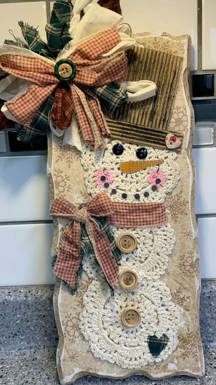 How to Make a Charming Doily Snowman Wall Hanging