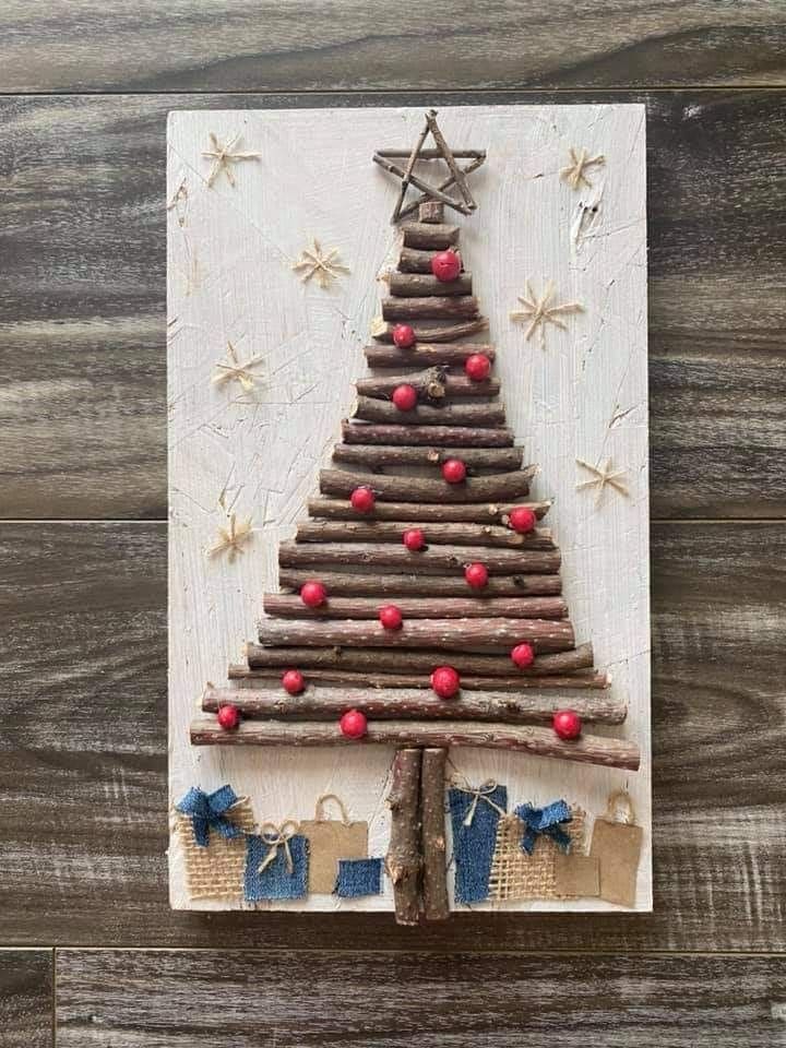 Rustic Twig Christmas Tree Art