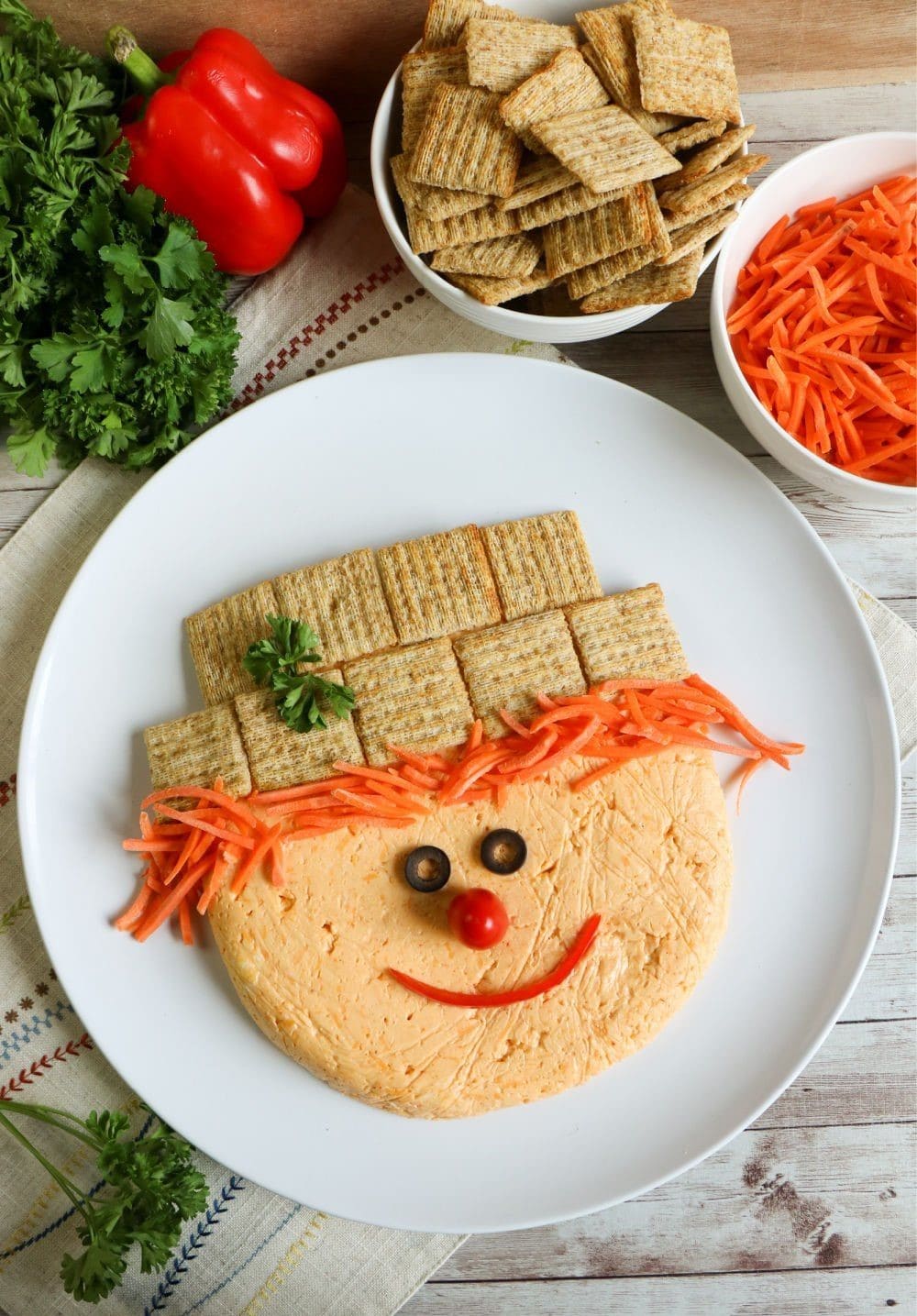 Scarecrow Cheese Ball with Crackers