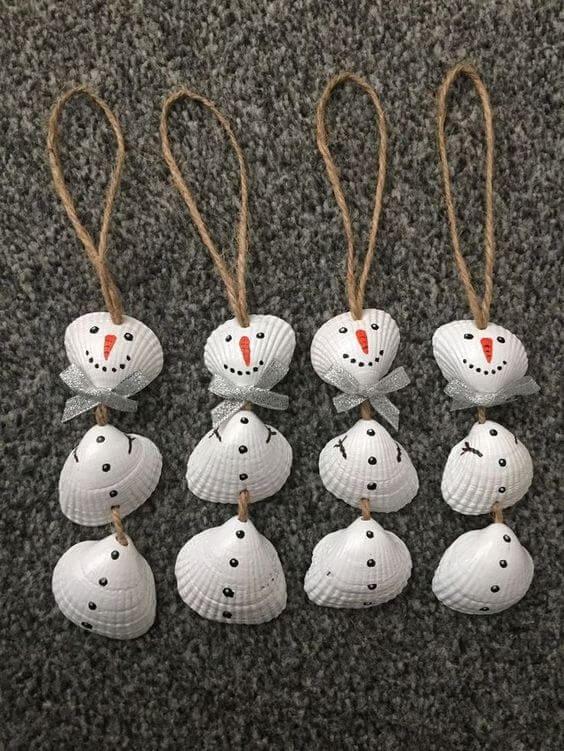 Seashell Snowman Ornaments