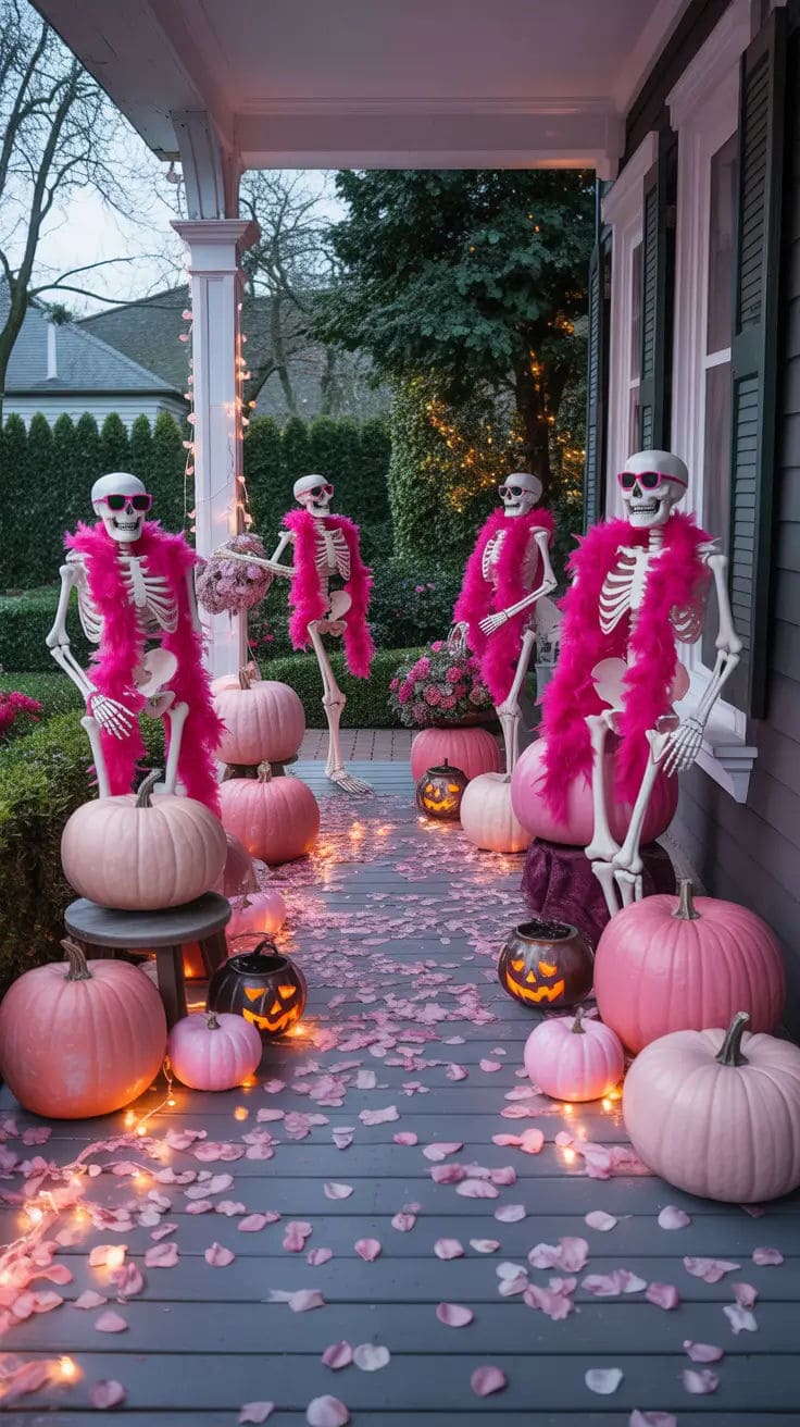 Skeletons in Pink Feather Glam