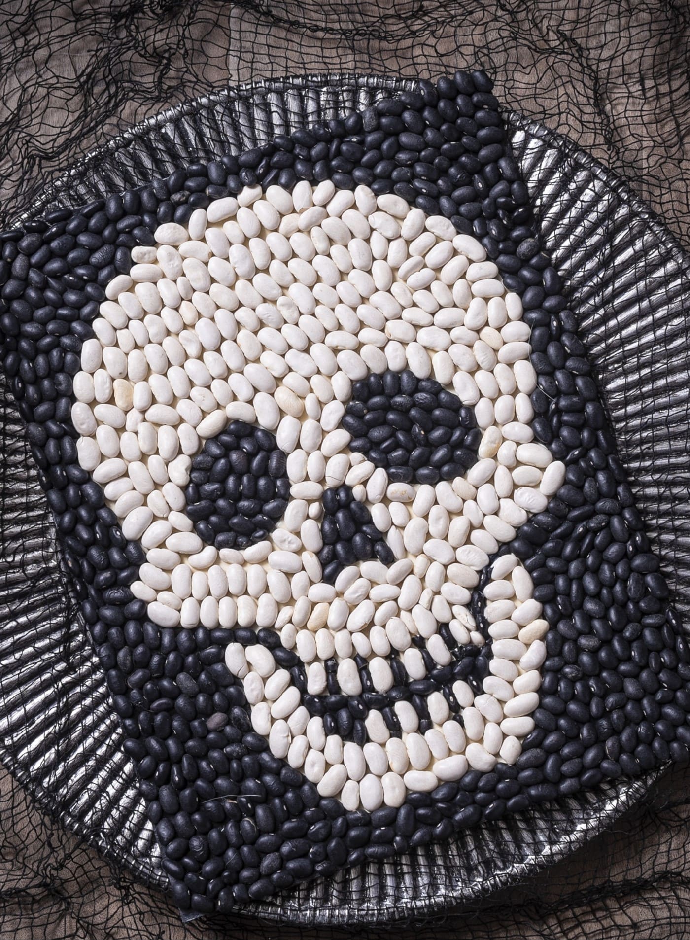 DIY Spooky Skull Mosaic with Beans