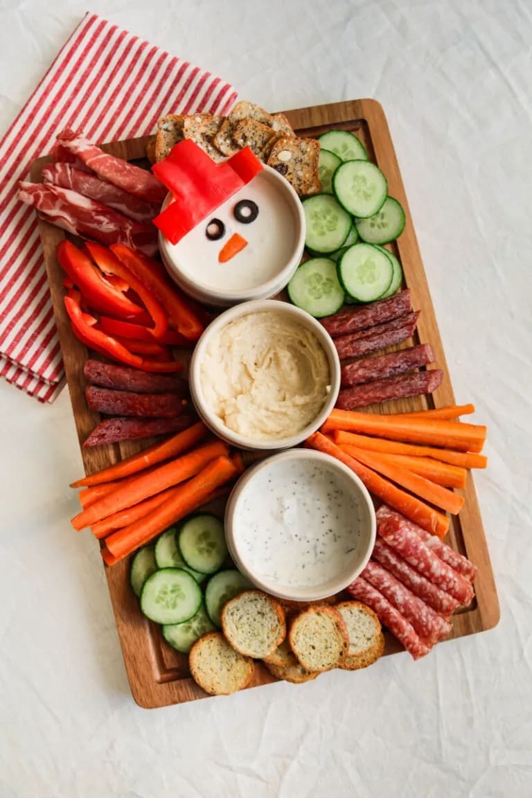 Snowman Veggie Charcuterie Board